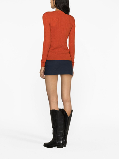 Shop Polo Ralph Lauren Polo Pony Cable-knit Jumper In Red