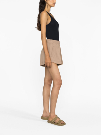 Shop Styland Organic-cotton Jersey Mini Shorts In Brown