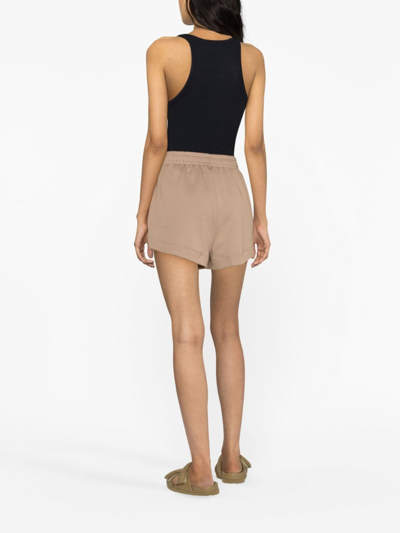 Shop Styland Organic-cotton Jersey Mini Shorts In Brown