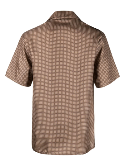Shop Lanvin Geometric-pattern Silk Shirt In Neutrals