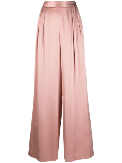 Fabiana Filippi Pleated Wide-leg Satin Trousers In Pink