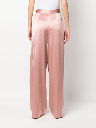 Fabiana Filippi Pleated Wide-leg Satin Trousers In Pink