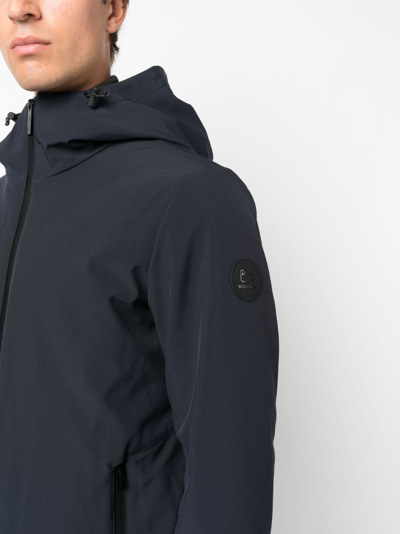 Shop Woolrich Logo-patch Zip-up Hooded Jacket In Blue