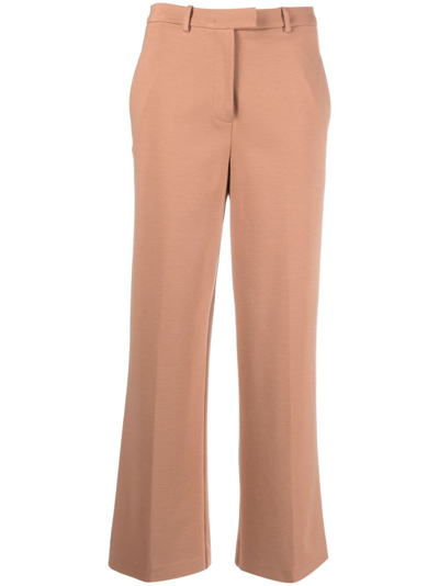Shop Pinko Mid-rise Straight-leg Trousers In Brown