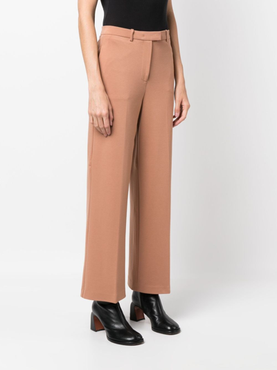 Shop Pinko Mid-rise Straight-leg Trousers In Brown