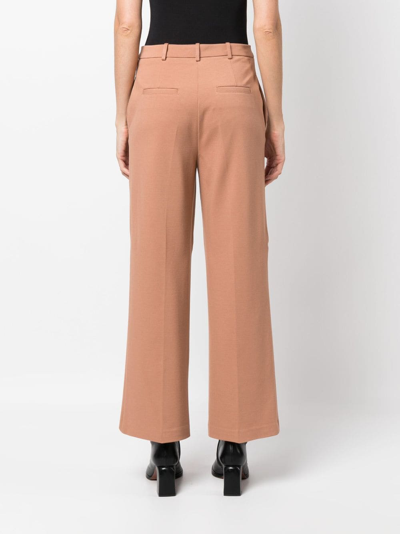 Shop Pinko Mid-rise Straight-leg Trousers In Brown