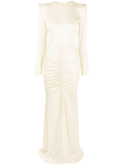 Shop Alex Perry Torrin Ruched-detail Gown In Neutrals