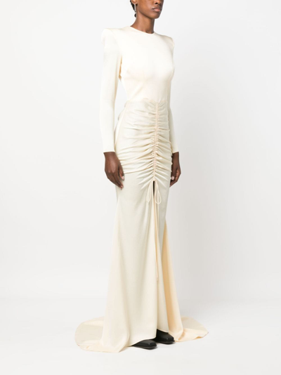 Shop Alex Perry Torrin Ruched-detail Gown In Neutrals