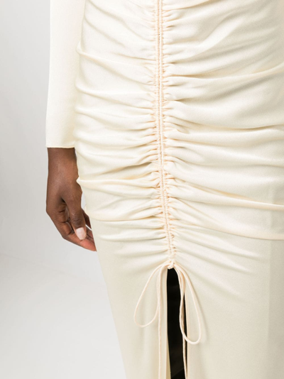 Alex Perry Torrin Ruched-detail Gown In Neutrals