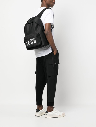 Dsquared2 Be Icon Black Backpack In Black
