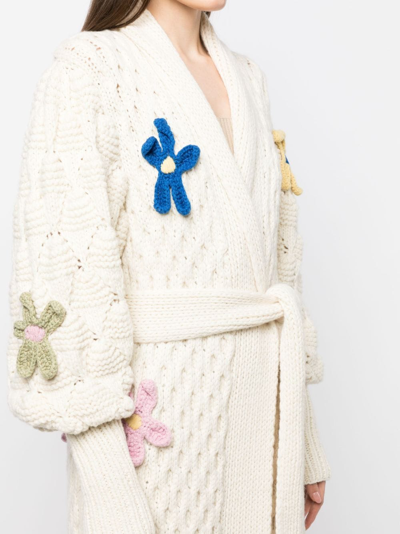 Shop Letanne Julie Floral-embroidery Cardi-coat In Neutrals