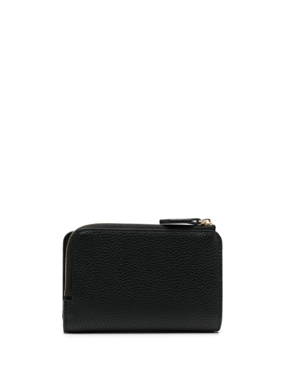 Shop Emporio Armani Engraved-logo Leather Cardholder In Black