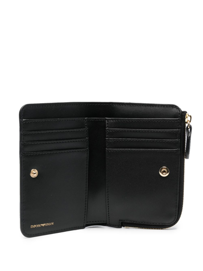 Shop Emporio Armani Engraved-logo Leather Cardholder In Black