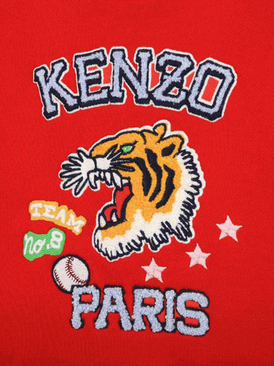 Shop Kenzo Logo-embroidered Button-up Cardigan In Red