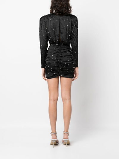 Shop The New Arrivals Ilkyaz Ozel Crystal-embellished Ruched Minidress In Black