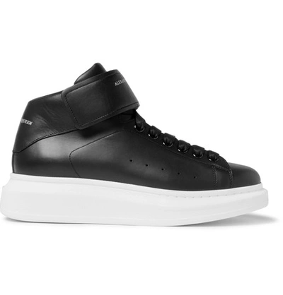Shop Alexander Mcqueen Exaggerated-sole Leather High-top Sneakers