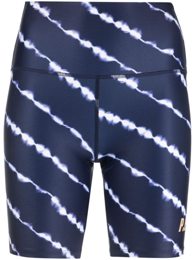 Shop P.e Nation Ascend Tie-dye Biker Shorts In Blue