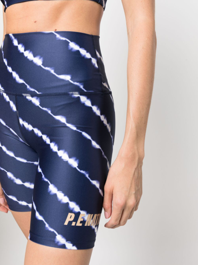 Shop P.e Nation Ascend Tie-dye Biker Shorts In Blue