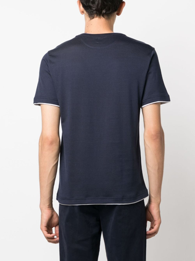 Shop Eleventy Crew-neck Cotton T-shirt In Blue