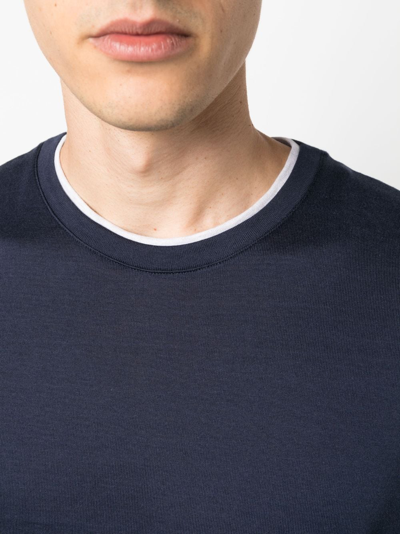 Shop Eleventy Crew-neck Cotton T-shirt In Blue