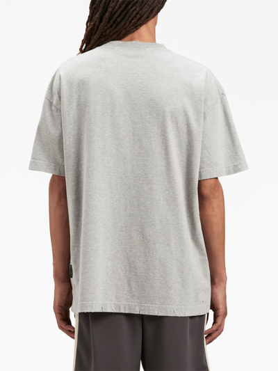 Shop Palm Angels Logo-print Crew-neck T-shirt In Grey