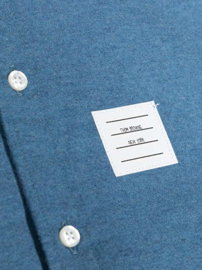 Shop Thom Browne Stripe-detail Cotton Shirt In Blue