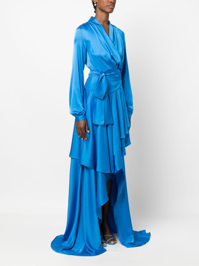 Shop Patbo Draped Maxi Wrap Dress In Blue