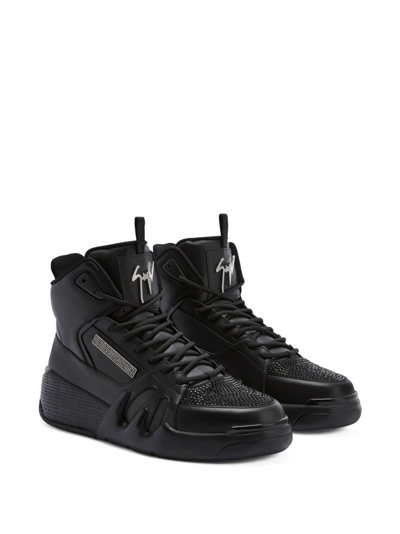 Shop Giuseppe Zanotti Talon Hi-tops Leather Sneakers In Black