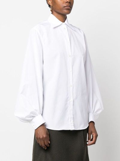 Shop P.a.r.o.s.h Puff-sleeves Cotton Shirt In White