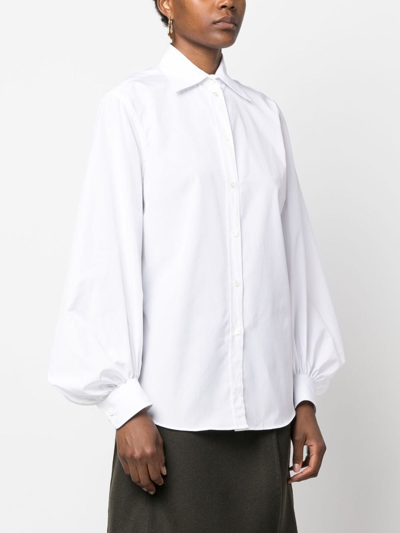 P.a.r.o.s.h Puff-sleeves Cotton Shirt In White