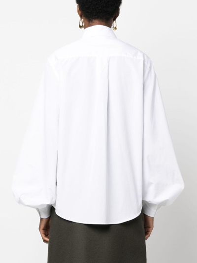 Shop P.a.r.o.s.h Puff-sleeves Cotton Shirt In White