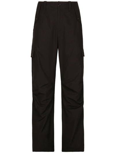 Shop Dolce & Gabbana Cargo-pocket Logo-plaque Cotton Trousers In Black