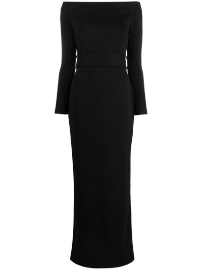 Solace London Long-sleeve Long Dress In Black