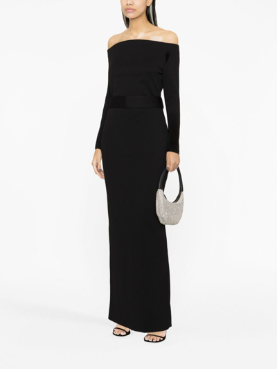 Solace London Long-sleeve Long Dress In Black