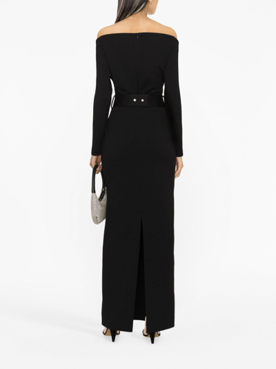Solace London Long-sleeve Long Dress In Black