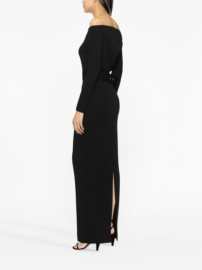 Solace London Long-sleeve Long Dress In Black