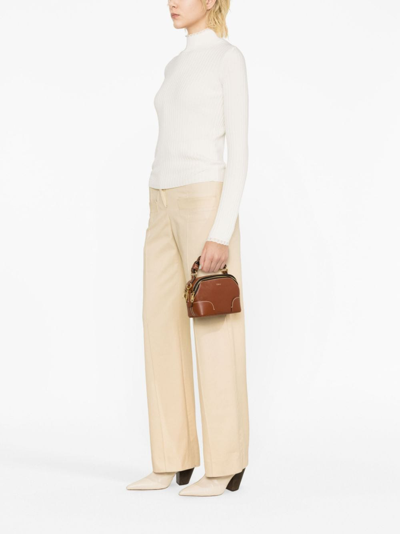Shop Chloé High-neck Ribbed-knit Jumper In White