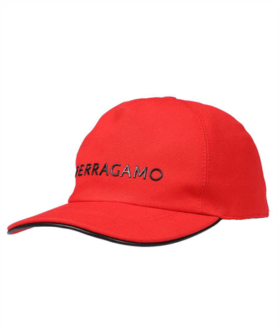 Shop Ferragamo Baseball With Signature Cap In Red