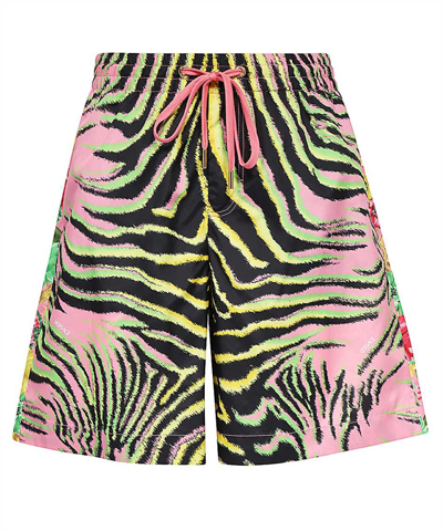 Shop Versace Allover Tiger And Wildflower Shorts In Multicolor