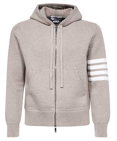 Shop Thom Browne Merino Jersey Whale And Sailboat 4-bar Zip Hoodie In Brown