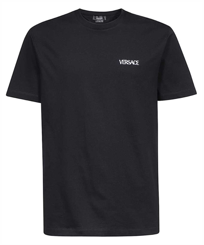 Shop Versace Logo-print Short-sleeve T-shirt In Black