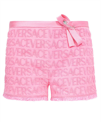 Shop Versace Jacquard Sponge Fabric With Embossed  Shorts In Pink