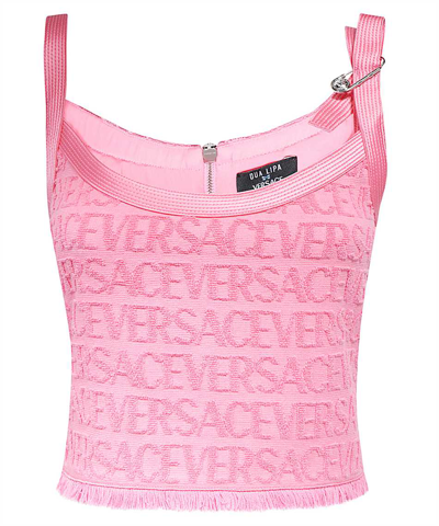Shop Versace Allover Safety Pin Towel Top In Pink