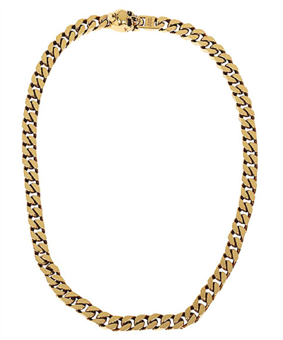 Shop Alexander Mcqueen Skull And Chain Necklace In Gold