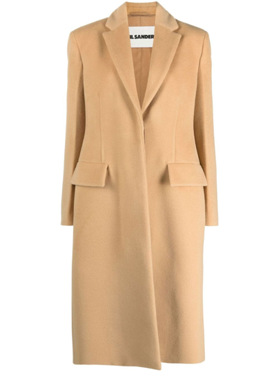 Jil Sander Virgin-wool Single-breasted Coat In Camel