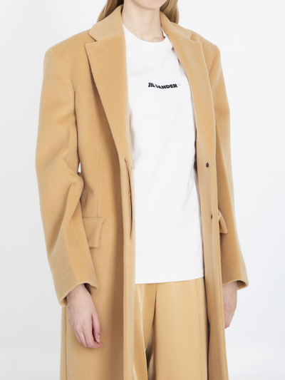 Shop Jil Sander Singlebreasted Wool Coat In Camel