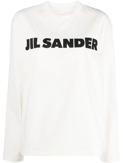 Shop Jil Sander Cotton T-shirt With Logo In Avorio