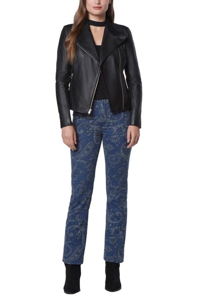 Andrew Marc Felix Leather Crop Moto Jacket In Black