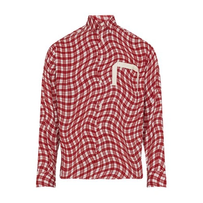 Shop Jacquemus Simon Shirt In Print_dark_red_deform_che