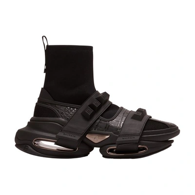 Shop Balmain B-bold Mesh High-top Sneakers In Black